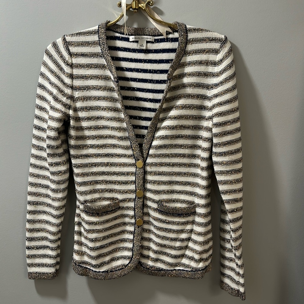 Metallic Banana Republic striped cardigan, Sz S